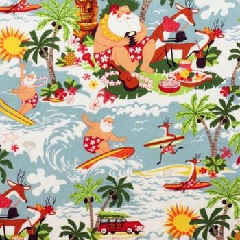 Alexander Henry Fabric Surfin Santa De Leon Group 7450 Color A  Blue