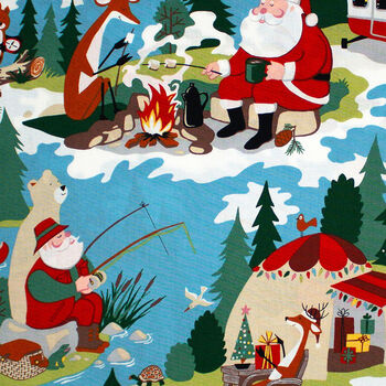 Alexander Henry Fabric santa goes glamping De Leon Group 8843 Color A Multi