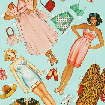 Alexander Henry Paper PinUps Nicoleand39s Prints 8914 AR Aqua Background