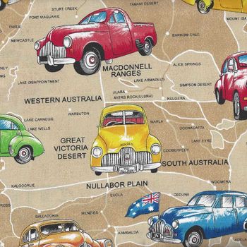 Aussie Golden Holden Cars Cotton Fabric by Nutex 10210 col 1