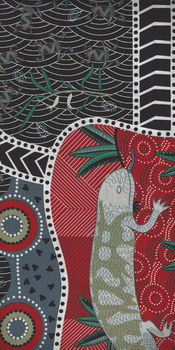 Australian Blue Tongue Lizard Black Cotton Fabric by MandS Fabric