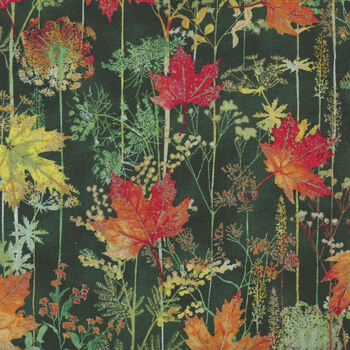 Autumn Is In The Air From Hoffman Fabrics HT4854 031G EmeraldGold