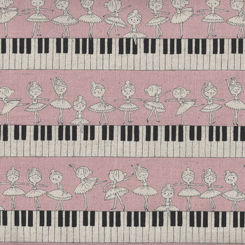 Ballet Dancers And Piano Keys from KOKKA Fabrics CottonLinen PA49300 300B11 Pink