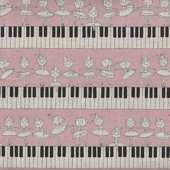 Ballet Dancers And Piano Keys from KOKKA Fabrics CottonLinen PA49300 300B11 Pink
