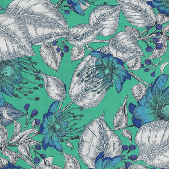 Baroque Garden By Studio KM for Free Spirit Fabrics PWKM017 Azure Pattern Le Jardin