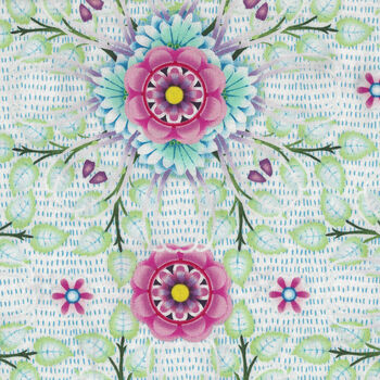 Birds In Paradise by Catalina Estrada for Free Spirit PWCE005XWhite Morning Dahlias