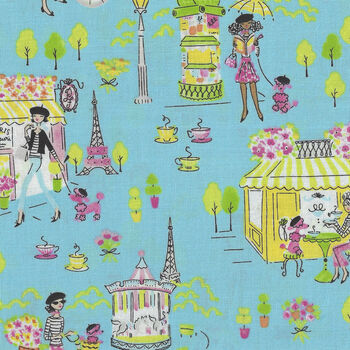 Bonjour Paris by Anne Keenan Higgins for Free Spirit PWAK019X Blue