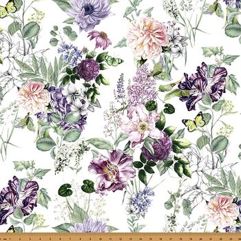 Botanical Charm A Hoffman Spectrum Print Fabric SW5369 Col14 Purple
