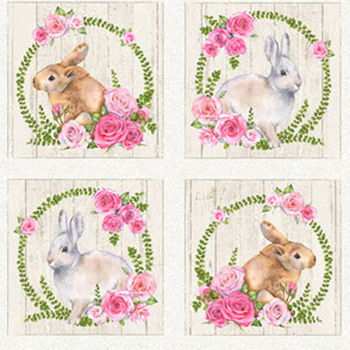 Bunny Love by Northcott Fabrics 22761 Colour 11 Pale Grey Background