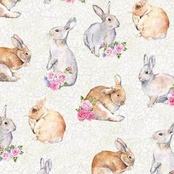 Bunny Love by Northcott Fabrics 22763 Colour 11 Pale Grey Background