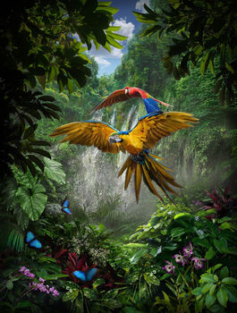 Call Of The Wild Amazon Panel 33x 42 Hoffman Spectrum Digital HR4687 246 Macaw 