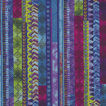 Celestial Magic by Laurel Burch for Clothworks Stripe 2398 Y3163 Color 30 