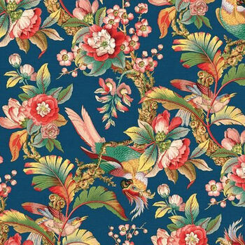 Chinoiserie Linen Base Cloth 137cm Width DV34810 NavyMulti