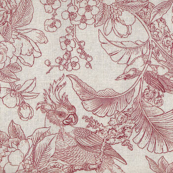 Chinoiserie Linen Base Cloth 137cm Width DV3485 Red on Cream