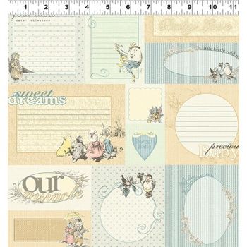 Clothworks Cotton Fabric Lullaby Y180258 Light Butter Quilt Labels Baby