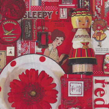 Color Collage Digital Print from Northcott Fabrics DP22416 Red