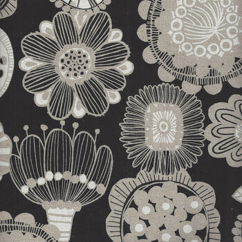 Cosmo Textile Japan Linen and Cotton Mix AP42902 Color 1F Black and Taupe