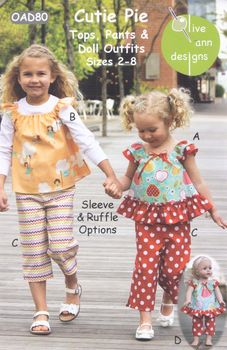 Cutie Pie Tops Pants and Doll Outfits Pattern from Olive Ann Designs