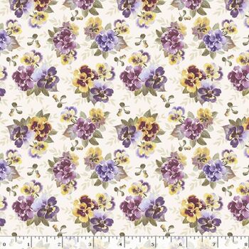Dandy Pansies by The Smithsonian for Marcus Fabrics R651237D Cream
