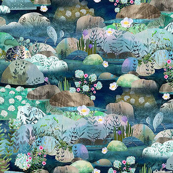 Daydreams by Kendra Binney for Clothworks 2465 Y344693 Light Navy