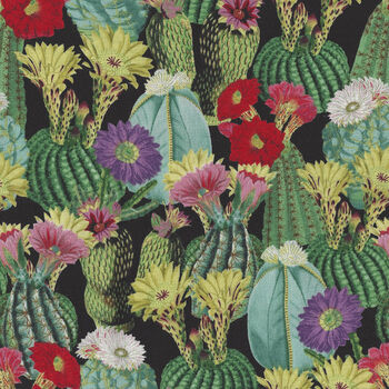 Desert Bloom For Blank Fabric BQ2844 066 Green Blooming Cacti