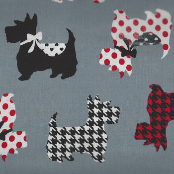 Dotty for Scotty By Greta Lynn for Kanvas Fabrics 7887 Colour Grey  Sweet Scotties