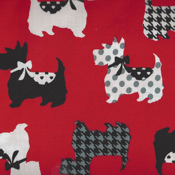 Dotty for Scotty By Greta Lynn for Kanvas Fabrics 7887 Colour Red  Sweet Scotties