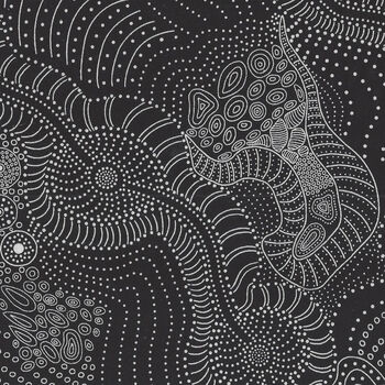 Dreamtime River Bed Black by Anna Pitjara for MandS Textiles code DRBB