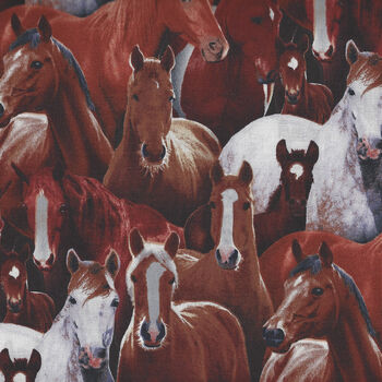 Elizabethand39s Studio Farm Animals Digital Print Pattern 433 Black Horses
