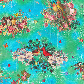 Enchanted Aviary For Robert Kaufman Fabrics ADND 222764 Blue