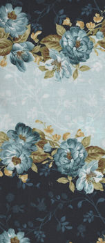 English Country Style MAS9162B Blue Rose Border Print by Maywood Studio