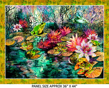 Fabulous Froggy by De Gillett Cox KK Fabrics 34 x 42 Waterlily Panel 4065A 