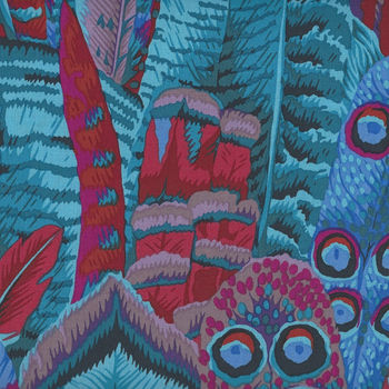 Feathers Fabric by Kaffe Fassett Collective for Free Spirit PWPJ 055 Colour Turquoise
