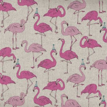 Flamingos Pink for Cosmo Textiles by Gaku 68630 Colour 102 CottonLinen