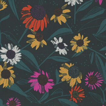 Flora by Marisol Ortega for FIGO Fabrics 90147 Echinacea  Dark Green