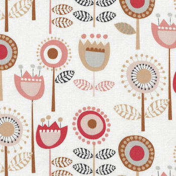 Flourish By Dashwood Studio Cotton Fabric FLOU 1489 Off WhiteDusky Peach