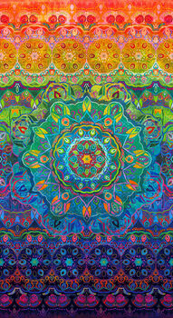 Flourish By RJR Studio Digital Print RJ1100MU1D Multi Color Woven Rainbow