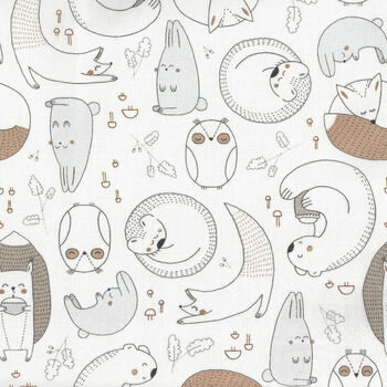 Forest Ferns For Clothworks Y39952 Light Cream Sleeping Forest