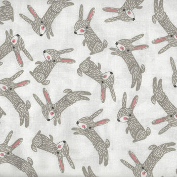 Forest Friends from 3 Wishes Fabrics Bunny White 11664 White