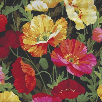 Full Bloom Poppies From Northcott Fabrics Panel 21776 Color 99