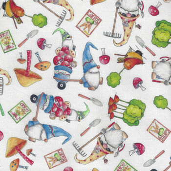 Gnomesville by Desiree Designs for QT Fabrics 164927664Z Multi on White