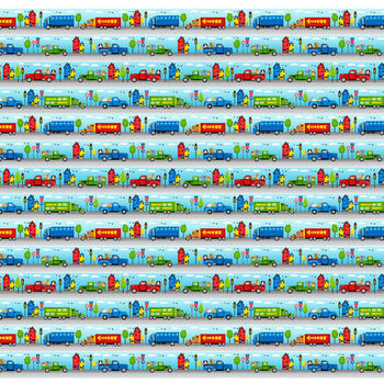 Go Go For Henry Glass and Co Fabrics Border Print 1135 Color 11 Trucks