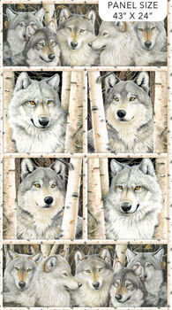 Gray Wolf By Northcott Fabrics Panel 24 x 42 24348 Color 94 Gray Multi