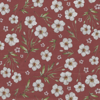 Heavenly Hedgerow For Figo Fabrics 9058550 Gold White Flowers