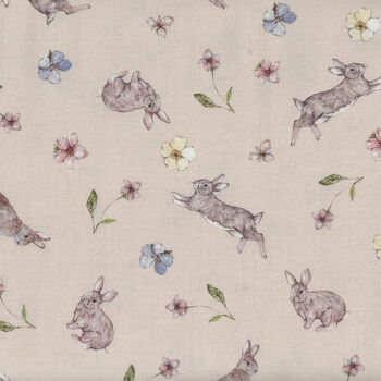 Heavenly Hedgerow For Figo Fabrics 9058712 Rabbits Cream