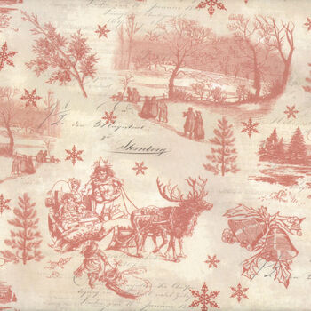 Holiday Nostalgia by Katie Pertiel for Clothworks Y744874 Light Red Toile
