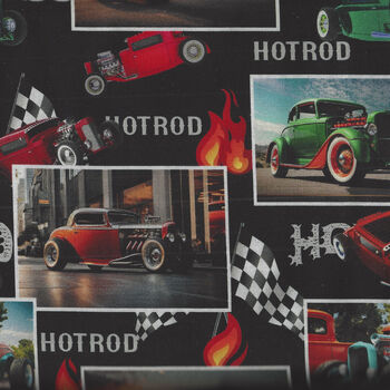 Hot Rods Collage by Milvale Studio for KK Fabrics 4099E