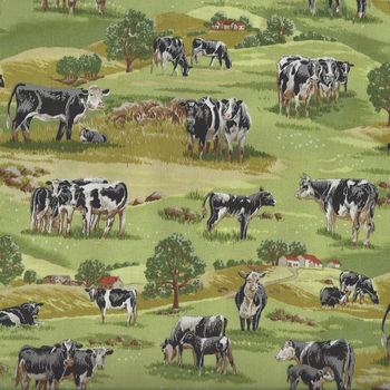 In The Country from Nutex Fabrics 89310 Color 103 BlackWhite Cows