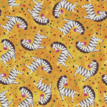 Into The Wild By Oasis Fabrics OA6030201 Zebras Yellow