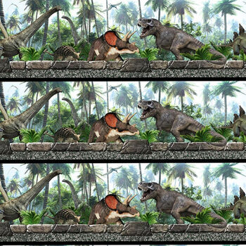 Jurassic From In The Beginning Fabric Dinosaur Border Print 2348 Design 3JUR Color1